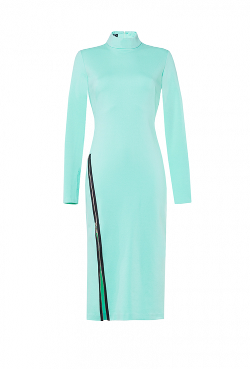 Трикотажное платье приталенного силуэта мятное 09-05-22 SS