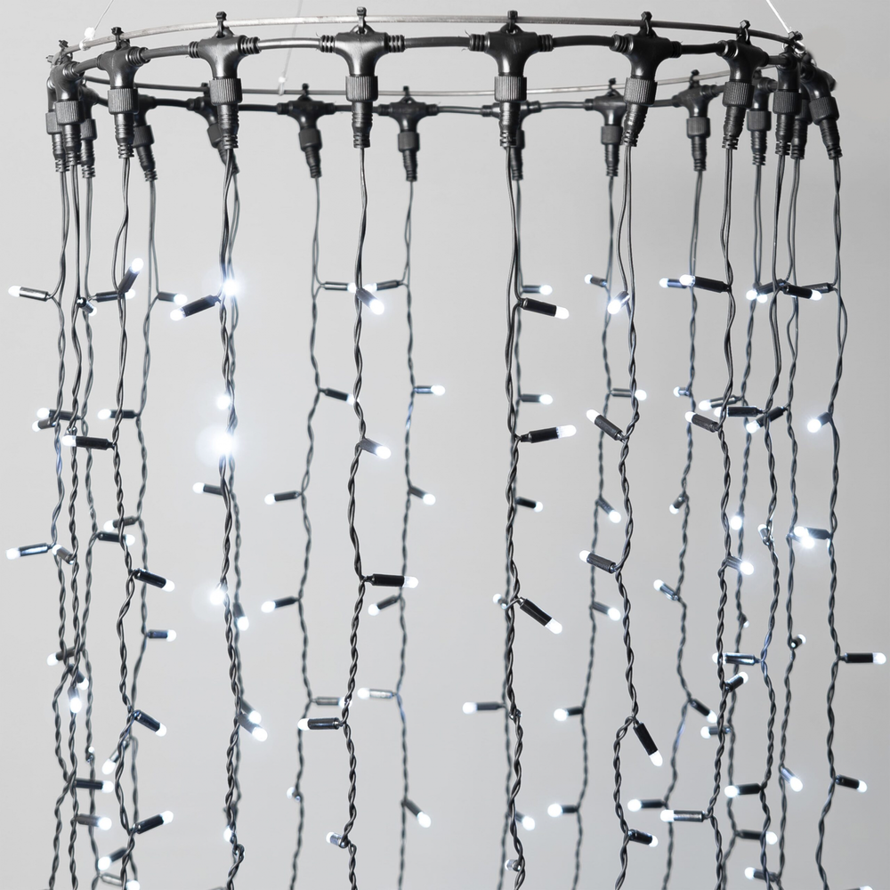 Светодиодный занавес 2*3 м., 600 LED, холодный белый, статика, черный провод каучук, LTC (ECO602-1-2W)