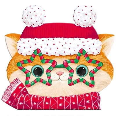 Блокнот НОВОГОДНИЙ РЫЖИЙ КОТ 12*11,7 см 30л