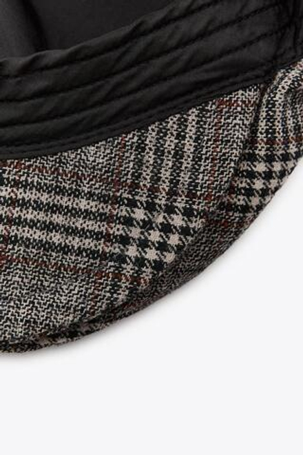 ZARA БЕРЕТ В КЛЕТКУ С ШЕРСТЬЮ, СЕРЫЙ