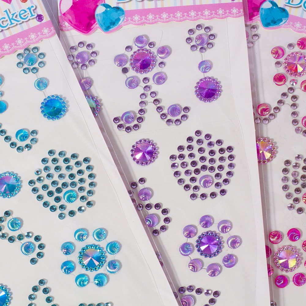 Наклейки-стразы Alingar, акриловые, "Морская звезда", синий, розовый, фиолетовый, пакет с европодвесом