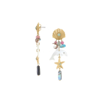 Серьги Franck Herval, Summer, с ракушкой, нефритом, гелиотисом, перламутром, бирюзой и кристаллом, F