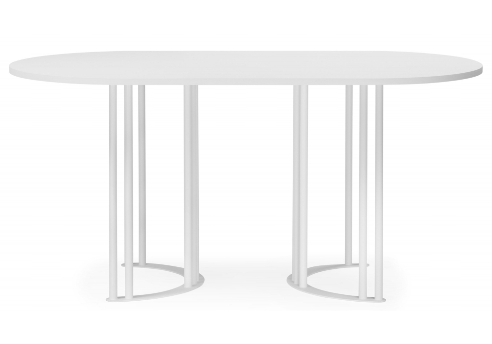 Стол деревянный Woodville Хьюго О 160 х 90 белая шагрень пленка, белые ноги