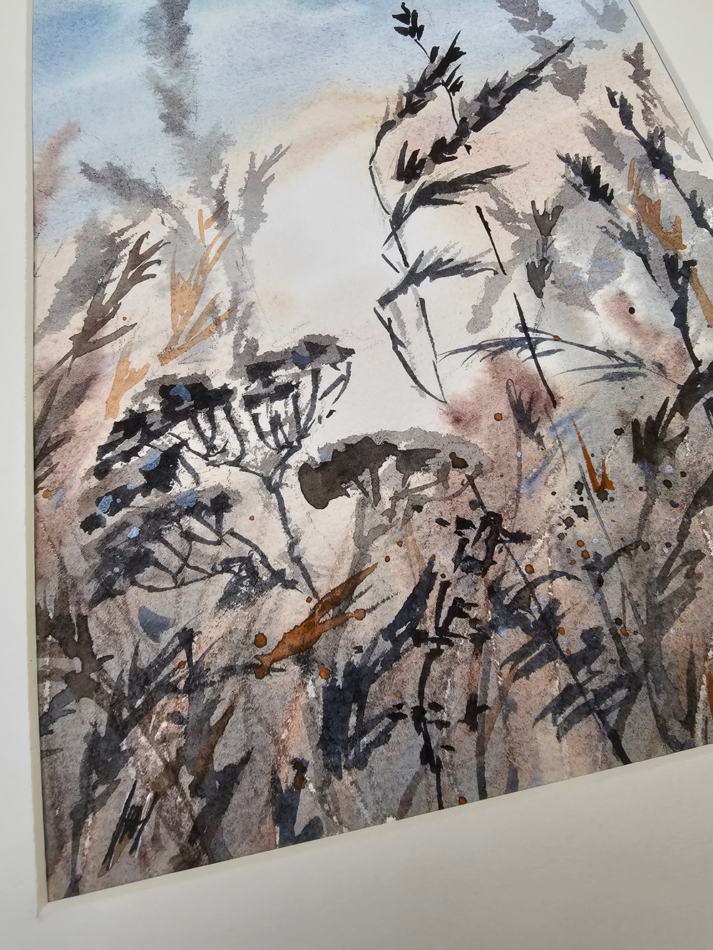 Картина авторская акварельная в паспарту 21х30 см на стену для интерьера "Аромат лета"