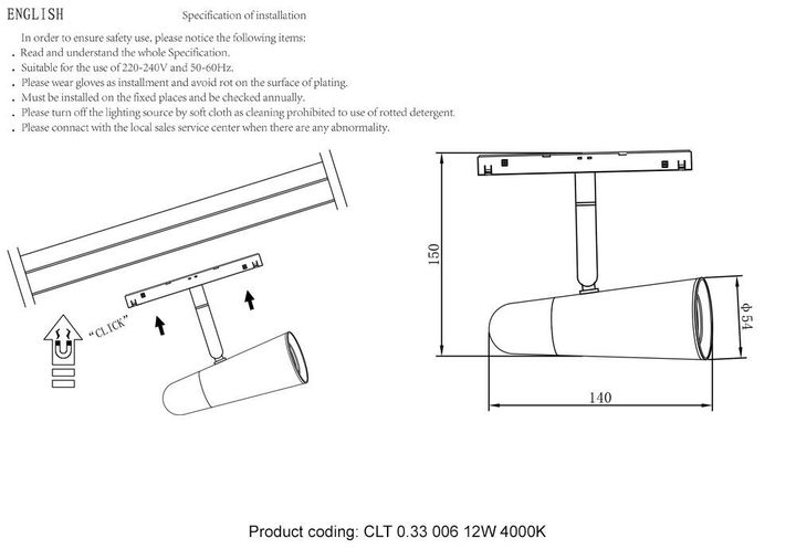 Трековый светодиодный светильник для магнитного шинопровода Crystal Lux Space CLT 0.33 006 12W WH-CH 4000K