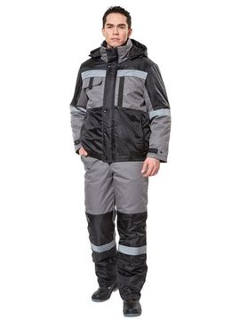 Костюм зимний "Статус NEW" полукомбинезон (серый/черный)