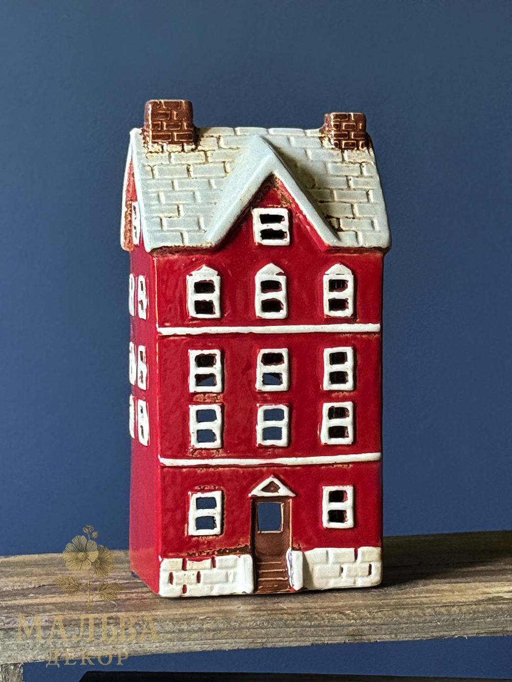 Декоративный подсвечник из керамики "Домик красный" от CAMPO Home & Garden 12,5x9,5xH24,5 см