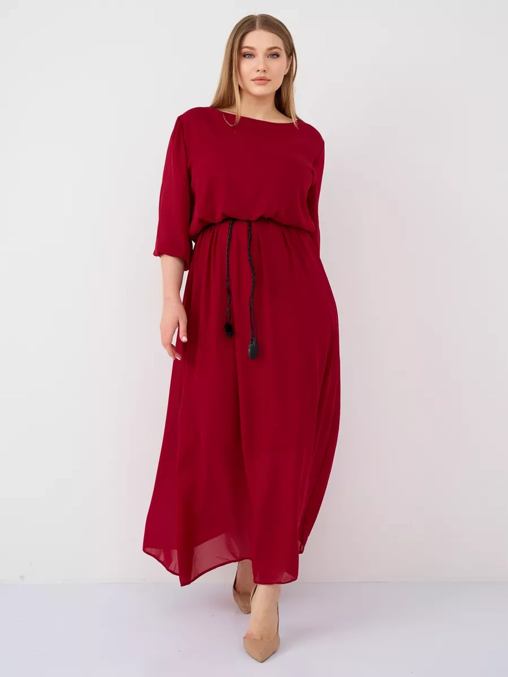 Платье на резинке с поясом