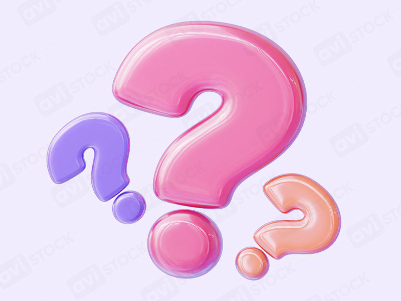 Набор из трёх 3D вопросительных знаков — PNG без фона