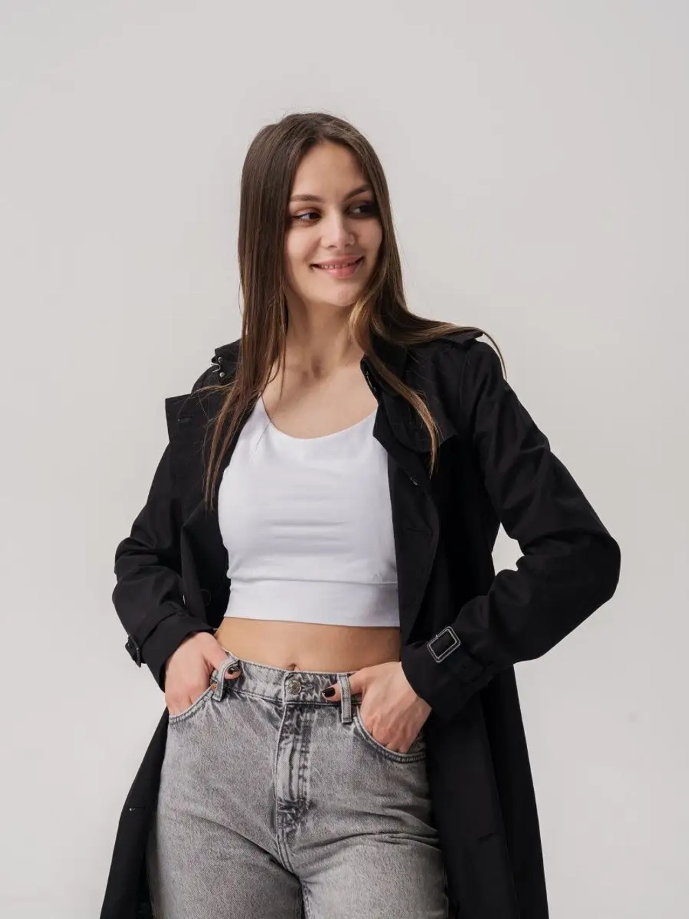 Двойной кроп топ укороченный под пиджак базовый