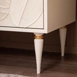 Комод Арт Колор leaves Классик Голд с 3 ящиками Кремовый белый