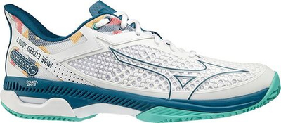 Мужские кроссовки теннисные Mizuno Wave Exceed Tour 5 CC- white/moroccan blue/turquoise