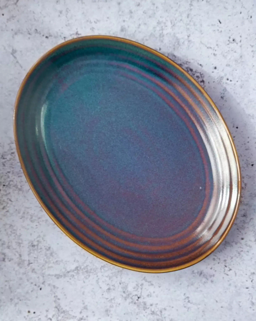 Блюдо овальное 10,75" 270х210 мм, сине-коричневый «Corone Terra»