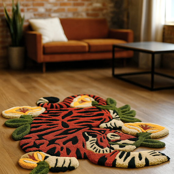 Xalça “Wild Bloom Tiger” – Güc, qoruyuculuq və həyat enerjisinin simvolu