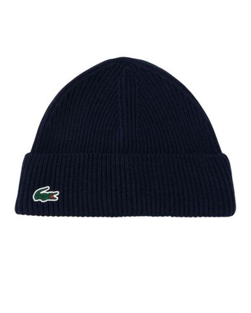 Шапка зимняя Lacoste Ribbed Knit Wool Golf - midnight blue