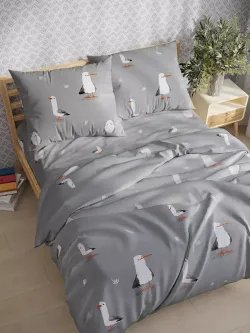 Наволочка комплект 2шт перкаль Сказка "Морская птица" 45х45 см на молнии