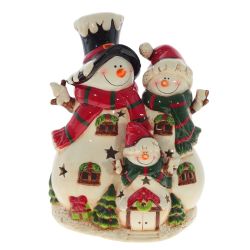 GAEM Фигурка декоративная "Снеговики" с подсветкой, 2 режима (цвет и жёлт), L24 W17 H31 см