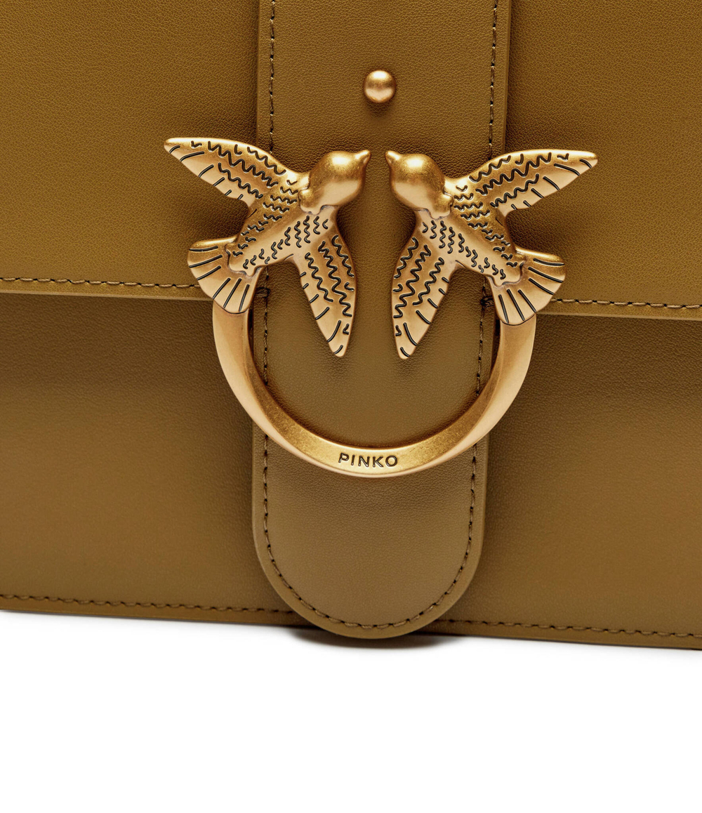 Кожаная сумка-мессенджер love one classic Pinko - оливковый(100053 A0F1)