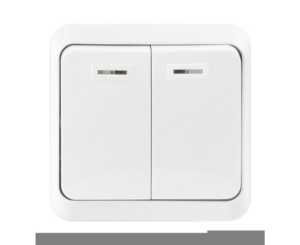 Выключатель Smartbuy 2-клавишный с индикатором 10А "Юпитер" (SBE-03w-10-SW2-1), белый