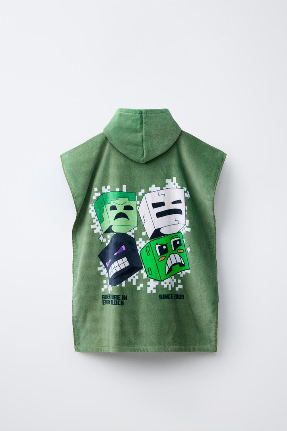 ZARA ПОНЧО-ПОЛОТЕНЦЕ MINECRAFT © MOJANG AB., ЗЕЛЕНЫЙ