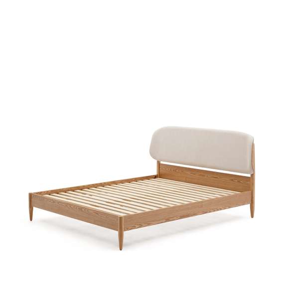 Кровать Octavia из ясеневой фанеры с белым мягким изголовьем 180x200 см