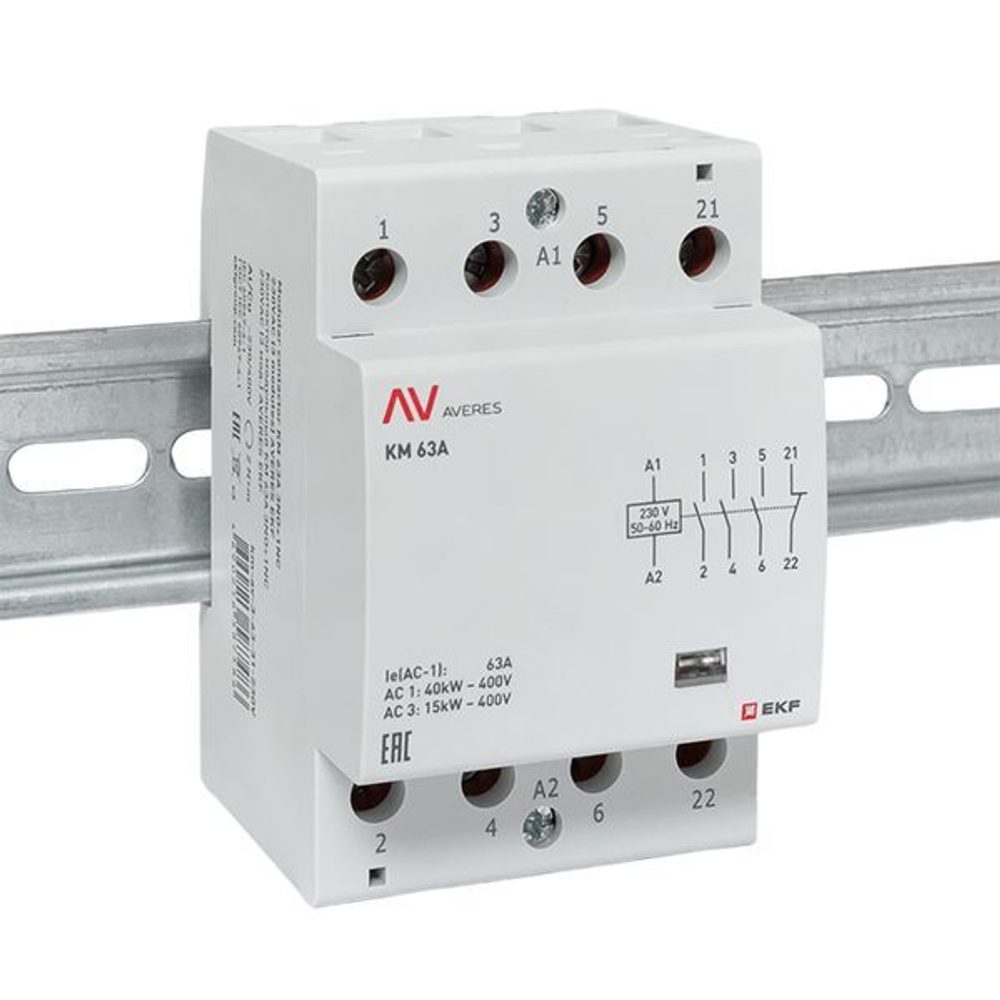 Контактор модульный EKF km-av-3-63-31-230V