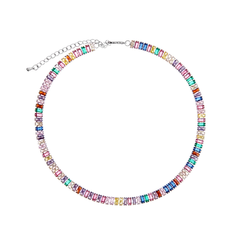 Колье Серебряный Багет – Мульти