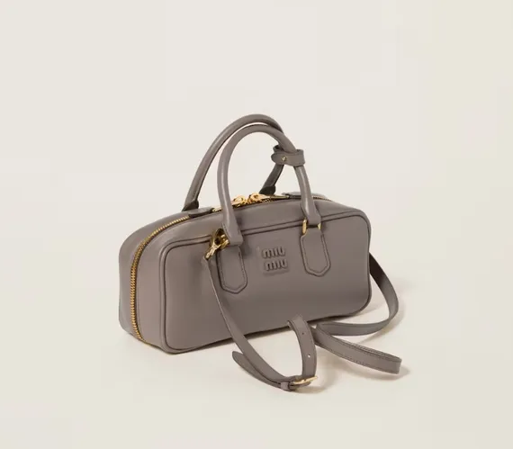 Кожаная сумка Miu Miu Arcadie Серый