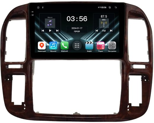 Магнитола для Toyota Land Cruiser 100, Lexus LX470 1998-2002 (кондиционер или климат внизу, рамка дерево) - FarCar DX9-9608F3 монитор 9.5" IPS на Android 13, 4+64Гб, CarPlay