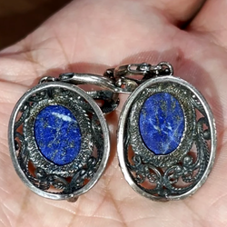 Серьги "Заслава" лазурит, скань