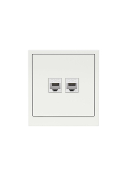Розетка компьютерная 2-м KANT RJ45 кат.5E без шторки бел. магнолия DKC 7000664