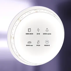 Светодиодная лента 24В 2835 20Вт/м 6000K 5м IP20 Led Strip 10156
