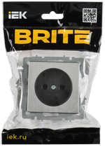 BRITE Розетка 1-местная без заземления без защитных шторок 10А РС10-1-0-БрГН металл хром/никель IEK