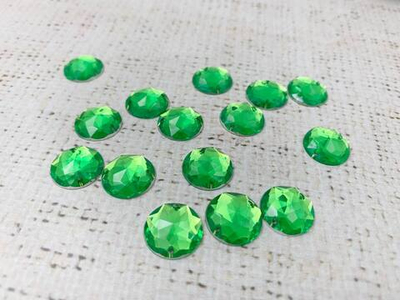 Стразы пришивные акрил, d 1,6 см, зелёный