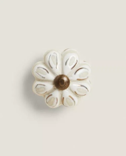 ZARA HOME НАБОР МЕБЕЛЬНЫХ РУЧЕК ИЗ КЕРАМИКИ «ЦВЕТОК» (2 ШТ.), ЗОЛОТОЙ