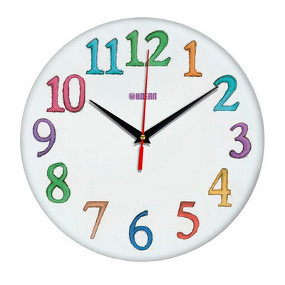 Детские настенные часы с дизайном "Акварель" обучающие белые, часы на стену детские бесшумные Декор для дома, подарок