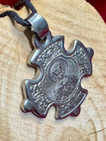 Святой Виктор Нательная икона в форме креста с серебрением