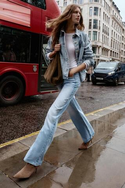 ZARA ДЖИНСЫ Z.04 FULL LENGTH С ВЫСОКОЙ ПОСАДКОЙ, ГОЛУБОЙ