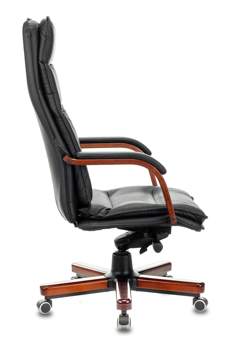 Кресло руководителя Бюрократ T-9927WALNUT, черный, кожа, металл/дерево