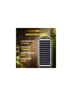 Светильник 40Вт 5000К IP66 750лм консольный на солнечной батарее COB с кронштейном с датчиком движения ПДУ Эра Б0046794