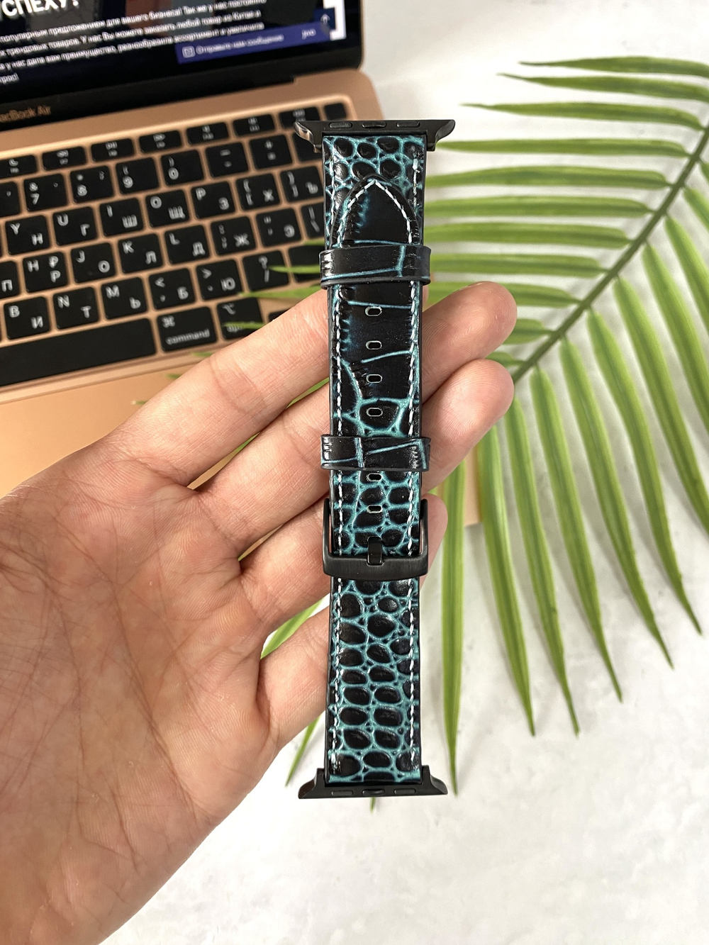 Ремешок для Apple Watch (пряжка). Кожзам крокодил. 38/40/41mm