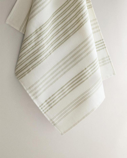 ZARA HOME МАХРОВОЕ КУХОННОЕ ПОЛОТЕНЦЕ ИЗ ХЛОПКА В ПОЛОСКУ, ЗЕЛЕНЫЙ