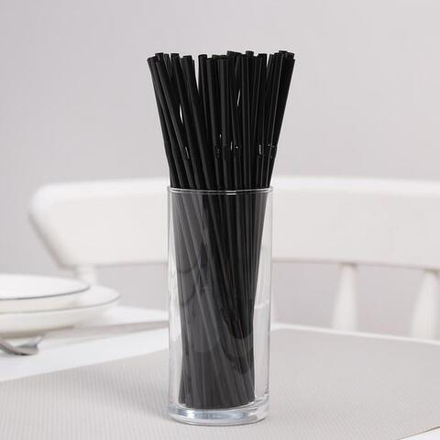 Набор трубочек одноразовых для коктейля  0,5×21 см, 100 шт, с гофрой, цвет чёрный