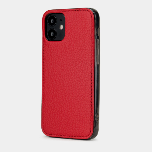 Чехол-накладка для iPhone 12 Mini из натуральной кожи теленка, красного цвета