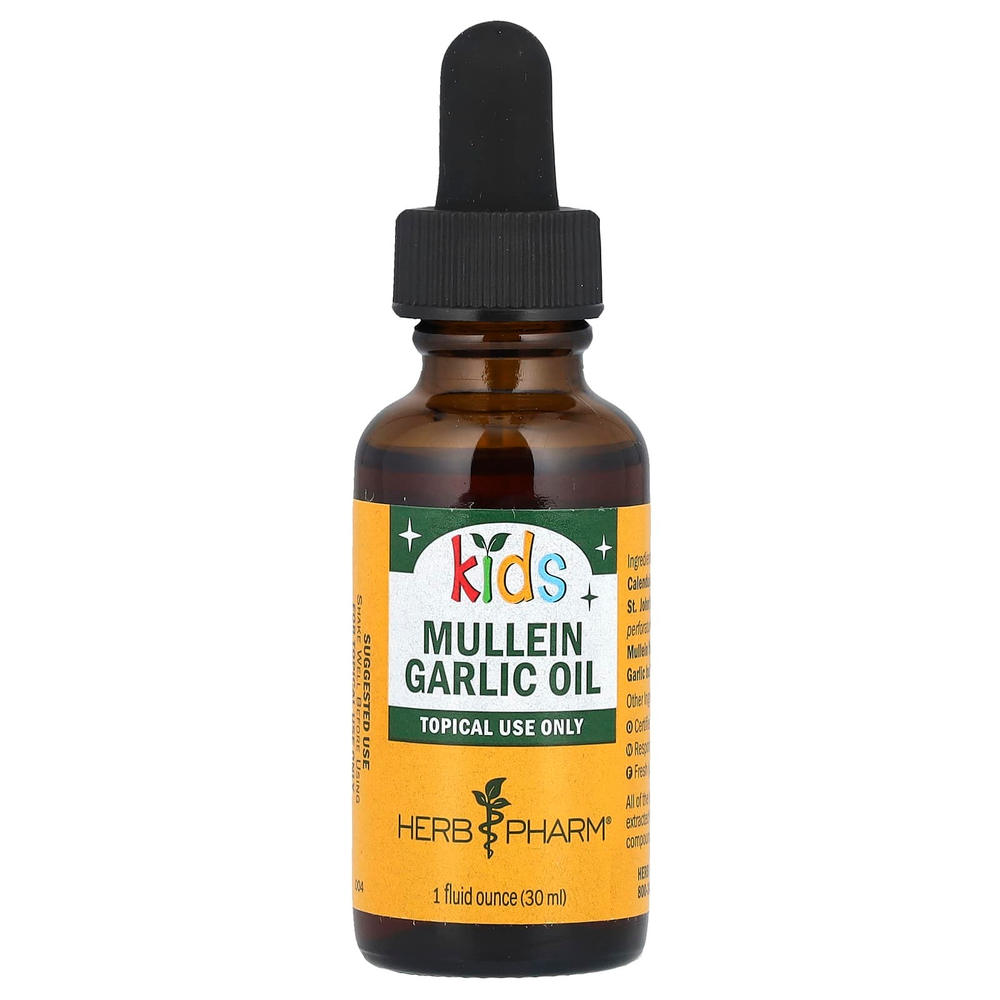 Herb Pharm, Ушное масло, коровяк/чеснок, 1 жидкая унция (30 мл)