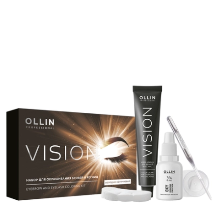 Набор для окрашивания бровей и ресниц, холодно-коричневый / Ollin Vision 20 мл