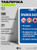 Табличка для бассейна "Правила бассейна", на пляж, для общественной и частной зоны отдыха, информационная, 40х30 см, Silver Plane x Айдентика Технолоджи