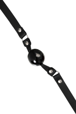 Черный кляп-леденец на кожаных ремешках со вкусом бейлиз (Цвет: черный)