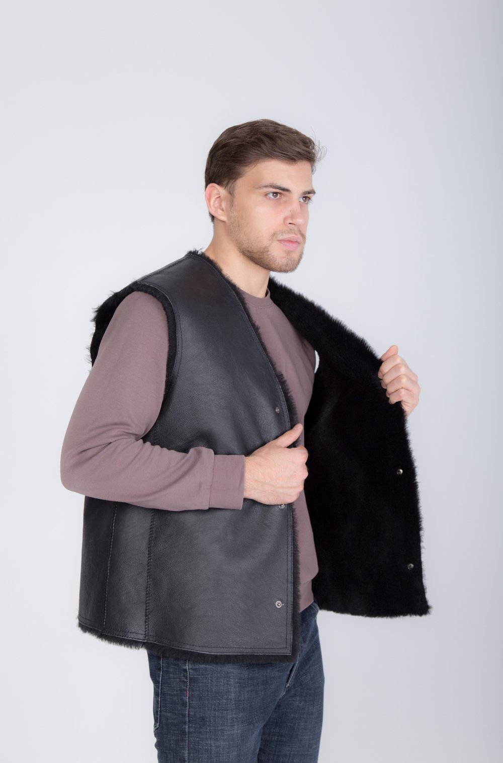 мужской жилет из овчины