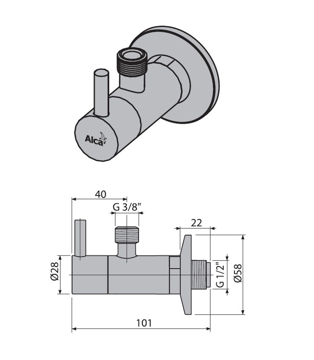 Угловой вентиль ARV001 BLISTR с фильтром 1/2" × 3/8", круглый (2 шт)